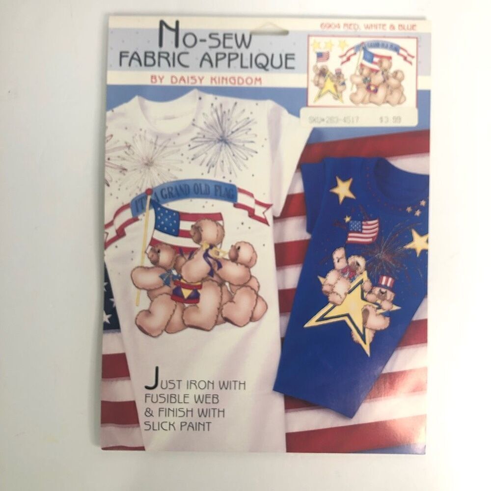 daisy kingdom no sew fabric appliqué red white blue holiday patriotic 90s vtg